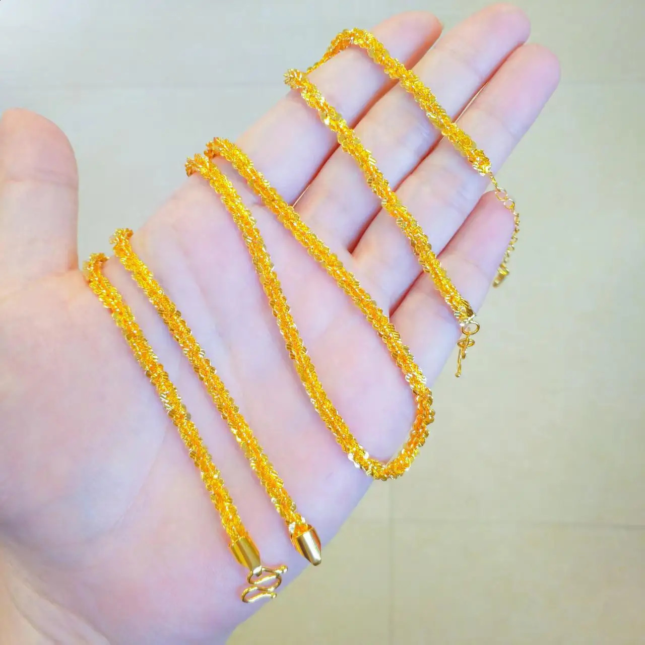 Sparkling Bracelet Necklace Set Womens 24K Gold AU999 Versatile shiny jewelry set easy to match for daily styling 260207