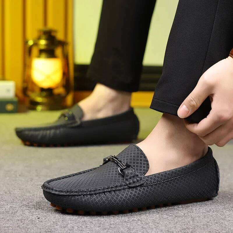 MAEDEF Fashion Business Black Loafers Light Slip on Shoes for Men Elegant Casual Party Wedding Leather Shoe