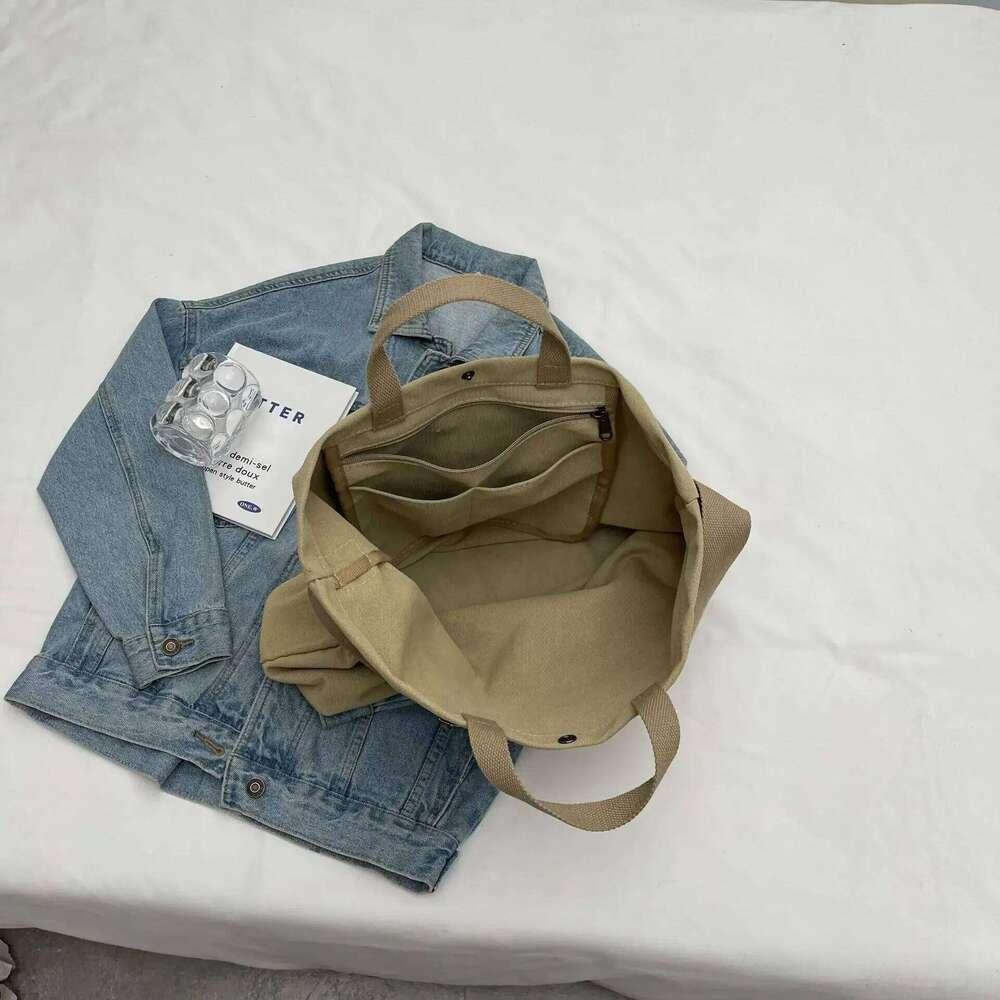 Thickened Canvas Retro Tote 2024 Premium Sense Handbag Commuter Bag Large Capacity Student Shoulder Bags Z260224