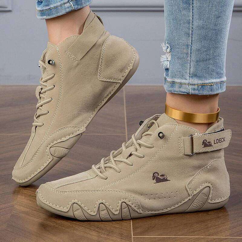 Retro High Top Women's Classic Charm Comfortable Soft Sole Anti Slip Durable Flat Fashionable Walking Travel Shoes