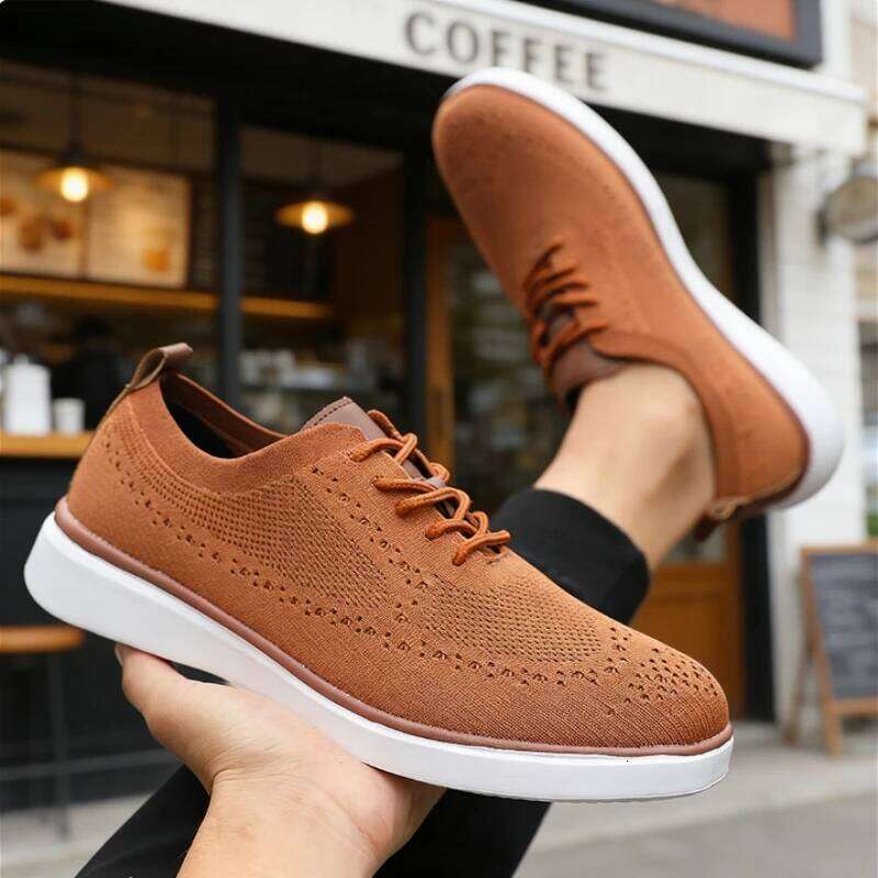 Comfortable Men's Knit Sports Shoes Soft Sole Breathable Lightweight Non-slip Casual Sneakers for Walking Running Indoor Outdoor