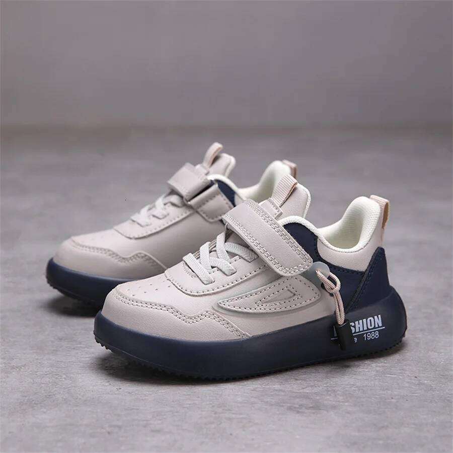 TJR Tenis Sneakers Kids Spring/Autumn New Boys Girls Sports Casual Board Leather Soft Soled Children Small White Shoes 26W0224