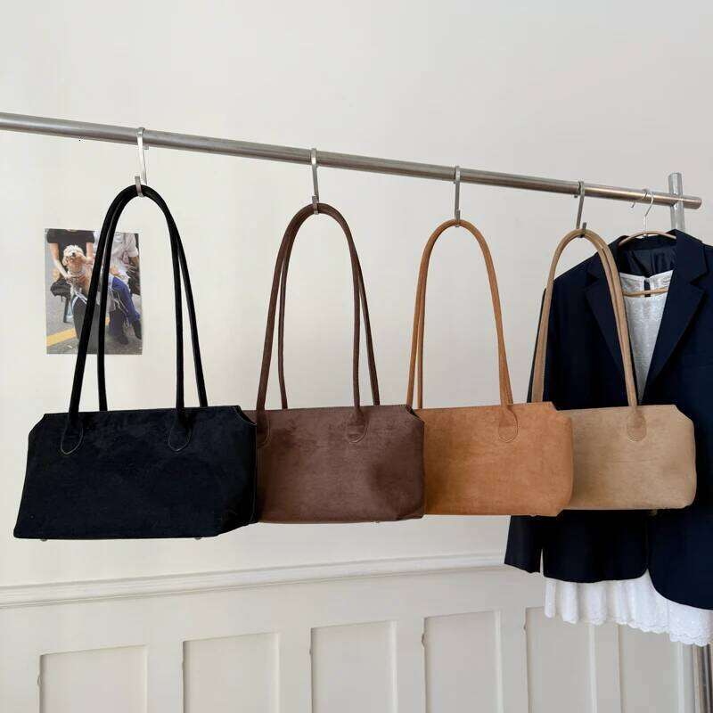 LEFTSIDE Women Faux Suede Shoulder 2025 Winter Retro Small Underarm Bags Luxury Trend Female Tote Bag Handbags Z260224