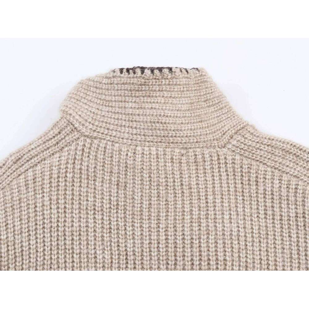 2025 Winter New Sweet and Fashionable Stand up Collar Long Sleeve Bow Decoration Knitted Sweater for Women 26L0224