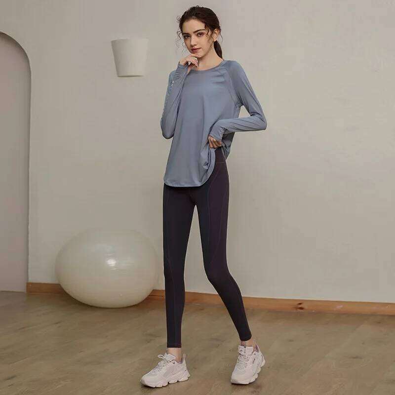 Long Sleeve Yoga Clothes Women Sportswear Woman Running Blouses Shirts Sports Tops Fitness T-shirt Workout Gym Clothing 26Y0224