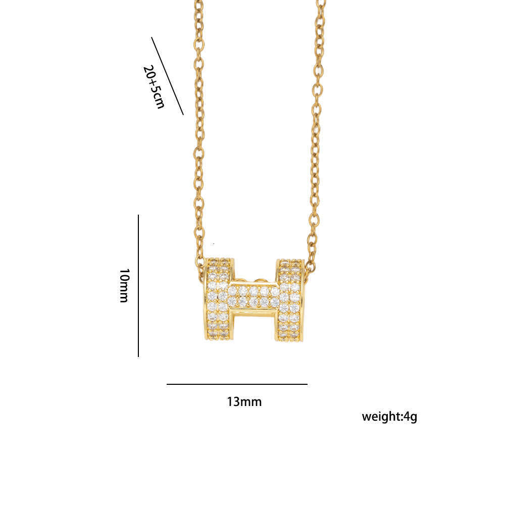 H Round Ring Necklace Simple Fashion Autumn Winter Elegant Collarbone Chain Design Sense Accessory