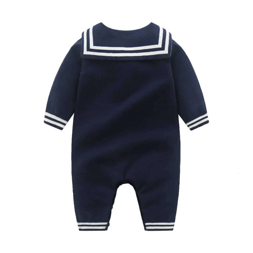 Fashion Baby Boys Sailor Rompers Autumn White Long Sleeve Newborn Infant Cotton Knitted Jumpsuits Outfits Winter Toddler Clothes 26Y0224