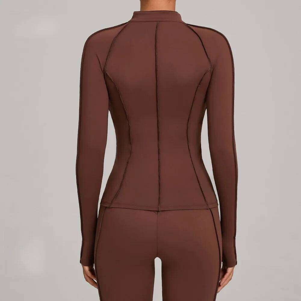Outdoor Fitness Sports Top Zipper Long Sleeve Stand Collar Women Tight-Fitting Quick-Dry Autumn Winter Gym Yoga Wear 26Y0224