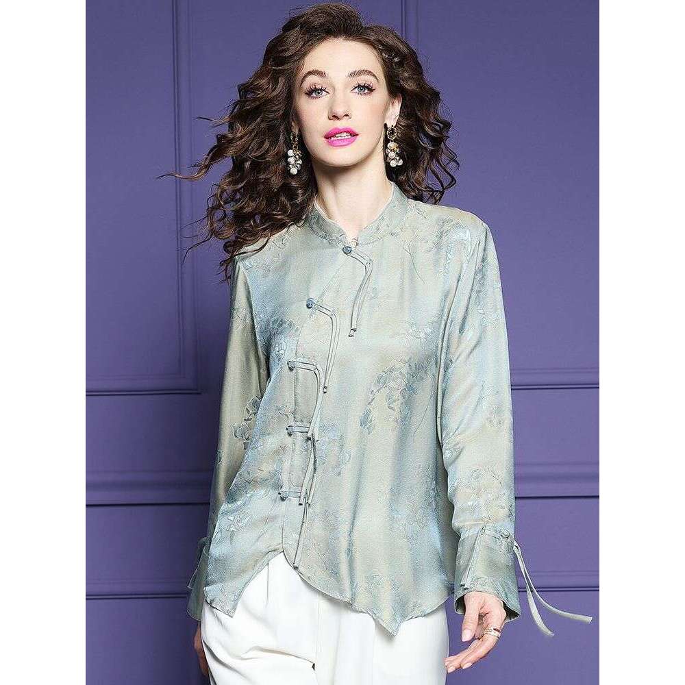 High-End Light Luxury Women's Top, Spring 2024 New Model, Retro Button-Up, Traditional Chinese Style, Modernized Tang Suit, Improved Cheongsam Sh