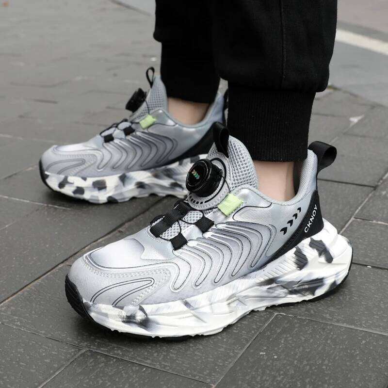 CKNOY Boys' Casual New Thick Bottom Rotating Button Running Children's Student Sports Shoes 26W0224