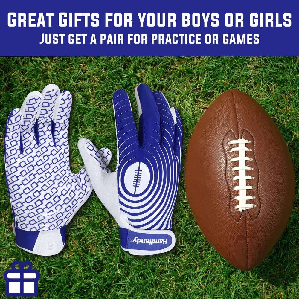 HANDLANDY Youth American Boys, Sticky Wide Receiver for Kids, Rugby Football Gloves 26H0224