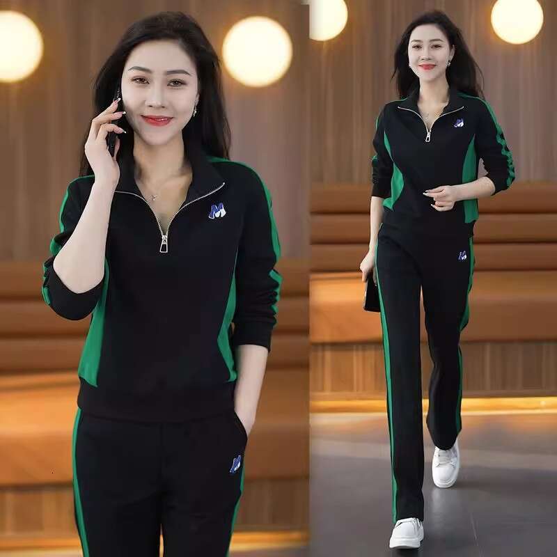 Fashion Sportswear Set with Hoodie Wide Leg Pants Two Piece Women's Clothing Brand Tailored Autumn Collection Sve Zipper