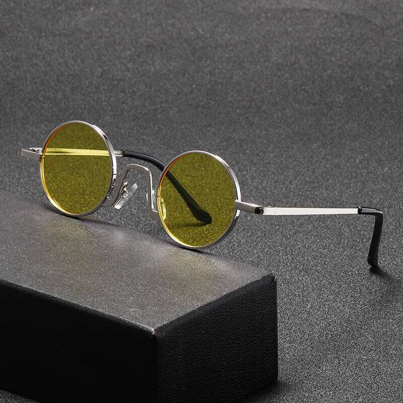 Fashion Retro Round Hippie for Women Men Trendy Punk Disco Party Glasses Circle Metal UV Protection Sunglasses 26W0224