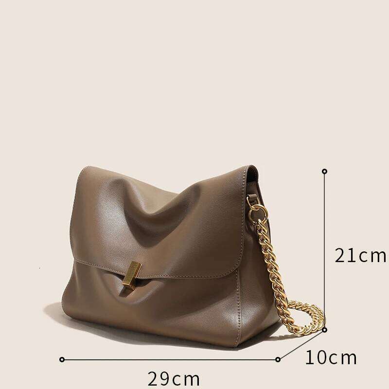 Women Large Korean Cow Flap Shoulder Chain Bag Luxury Solid Genuine Leather Female Crossbody Handbag Messenger