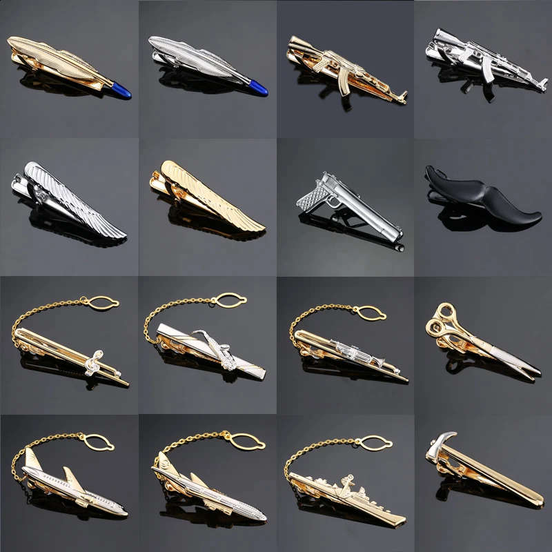 High quality mens womens tie clips aircraft ships machine guns model clips business suits shirts accessories jewelry wholesale 260202