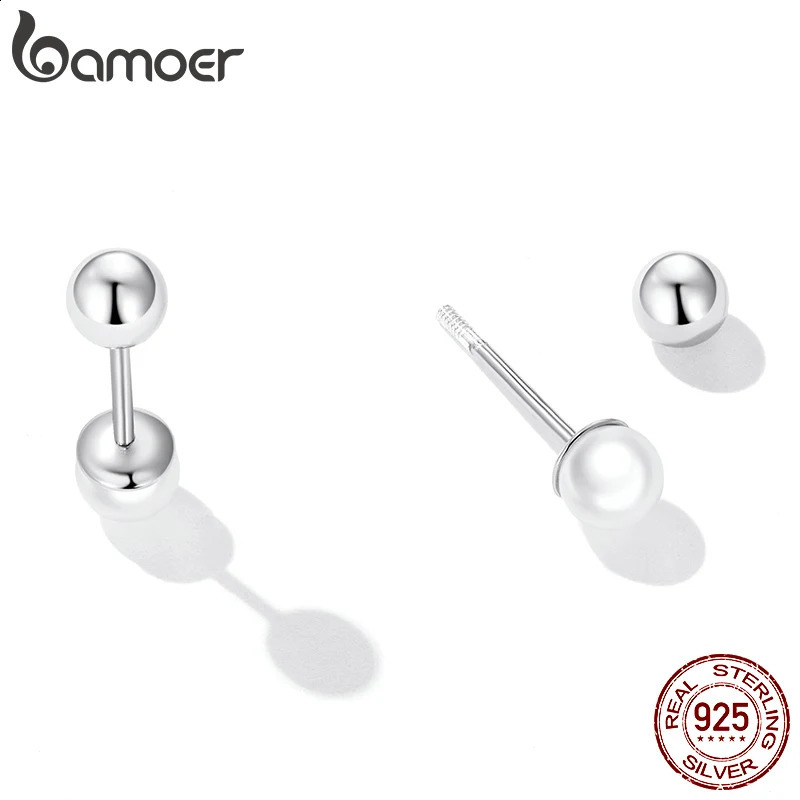 925 Sterling Silver Charm Pearl Beads Stud Earrings For Women Trendy Mini Ball Earrings Fine Jewelry for Daily Wear 260205