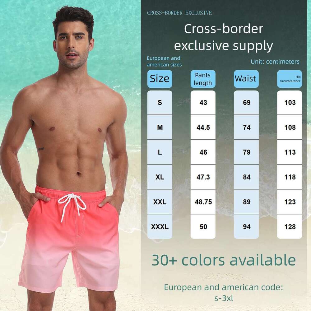 Cross-Border Foreign Trade Summer New Fashion Vacation Beach Shorts Men's Large Size Four-Corner Milk Silk Lining