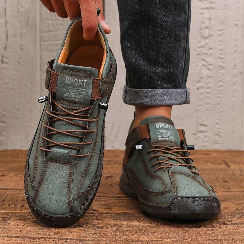 2025 Spring Summer New Retro Anti Splashing Casual Shoes Soft Bottom Comfortable Breathable Fashion Strap Up Bare Boots Mens