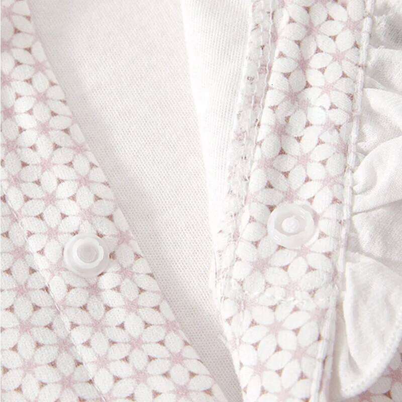 Spring Fall Newborn Girls Clothes Korean Fashion Cute Flowers Bow Long Sleeve Peter Pan Collar Jumpsuits Romper Baby Stuff B283 26H0224