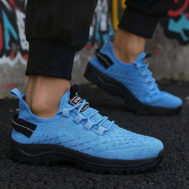 Men's Yellow Knit Outdoor Sneakers Breathable Non-Slip Casual Lightweight Fashion Trendy Daily Athletic Footwear Shoes Men