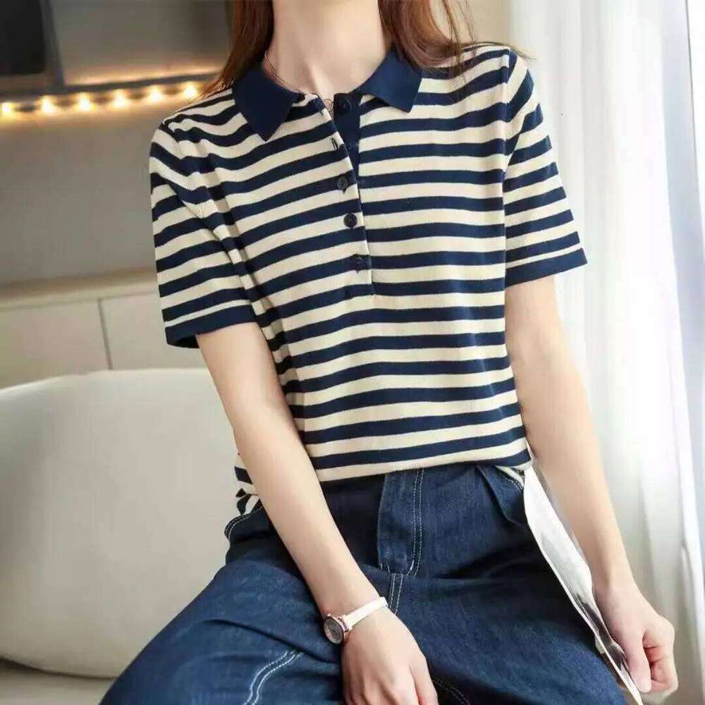 WinvyNee Summer 100% Cotton Striped Polo T Shirt Women Clother Tops Short Sleeve Sweater Casual Basic Pullover A1002004 26W0224