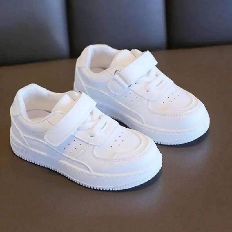 Tenis Sneakers Kids Spring/Autumn New Boys Girls Sports Casual Board Leather Soft Soled Children Small White Shoes 26W0224