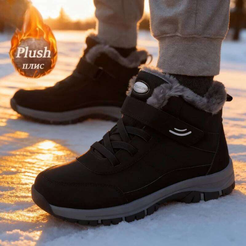 Men's Warm Sneakers High-Top Fleec Trainers Thick Fleece Lined Anti-Wind Non-Slip Sole Outoor Gym Running Daily Sports in Winter