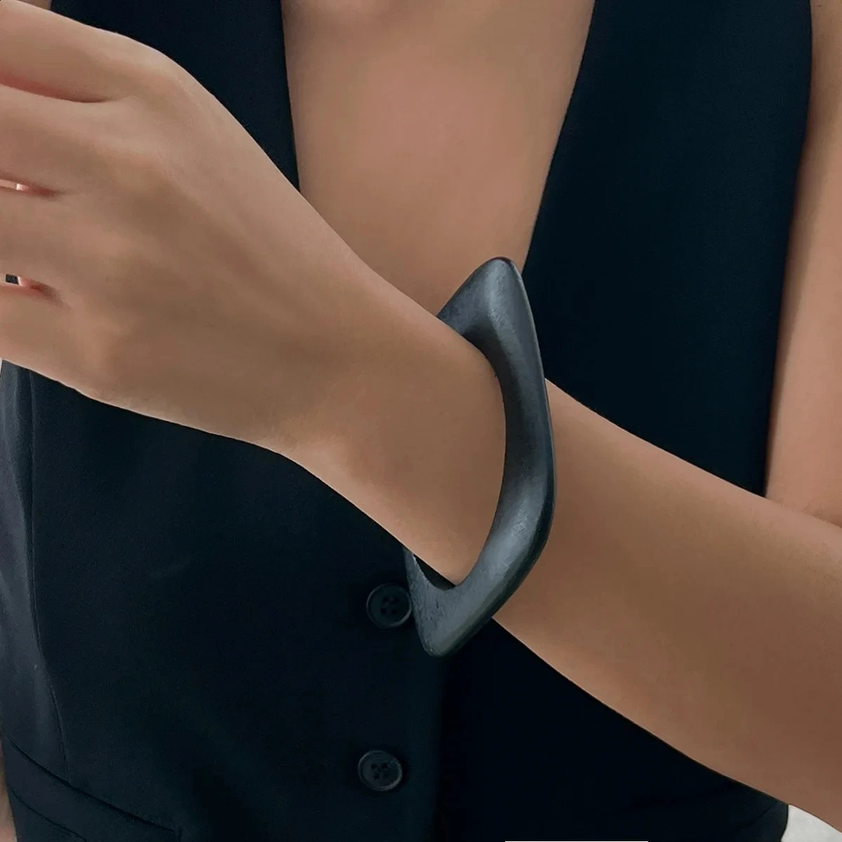 Vintage Elegant Coffee Natural Wood Square DIY Bangles Bracelets for Women Girl Jewelry Gift Geometric Wooden Bangle Gift 260120