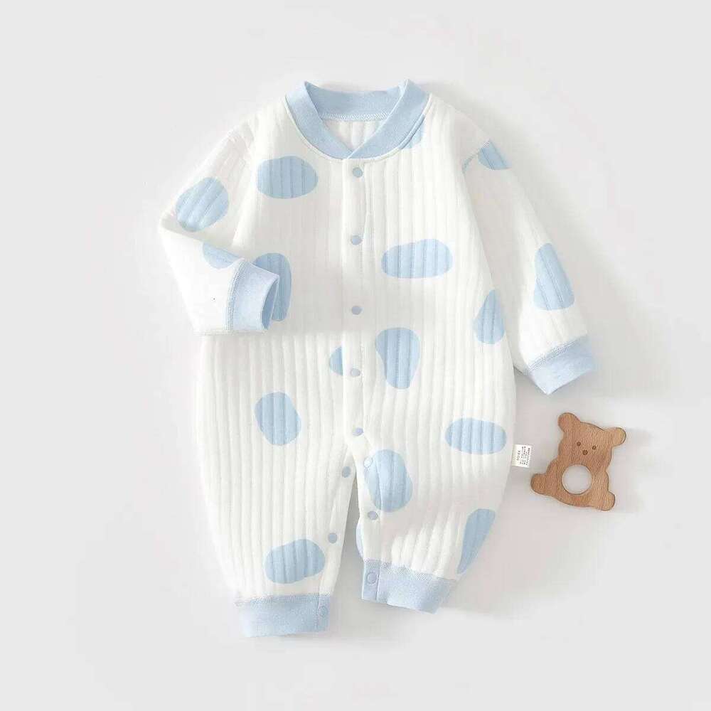 2026 Newborn Romper Thickened Warm Sleepwear Spring 0-24M Baby Girls Boys Clothes Cotton Adorable Pajama Jumpsuit Animal Print 26Y0224