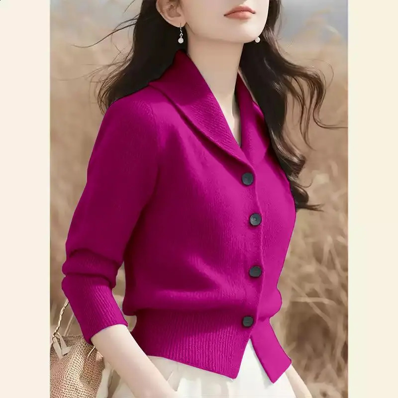 Fashion Minimalist Jacket 2026 Long Sleeved Knitted Autumn And Winter Cardigan Niche Loose Fitting Sweater For Women Blazer 260209