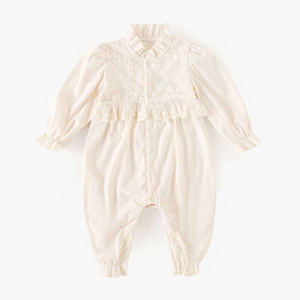 Winter Baby Girls Rompers Long Sleeve Cute Lace Thickened Warm Toddlers Clothing 26H0224