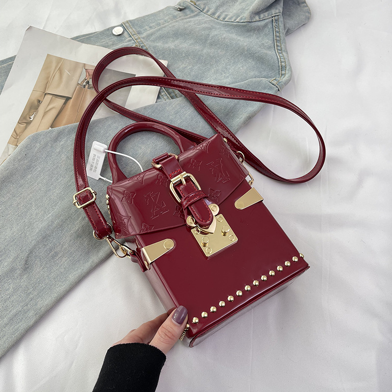 High-end Women's 2026 New Painted Leather Luxury Vertical Box Phone Bag, Versatile Fashion Crossbody Shoulder Bag