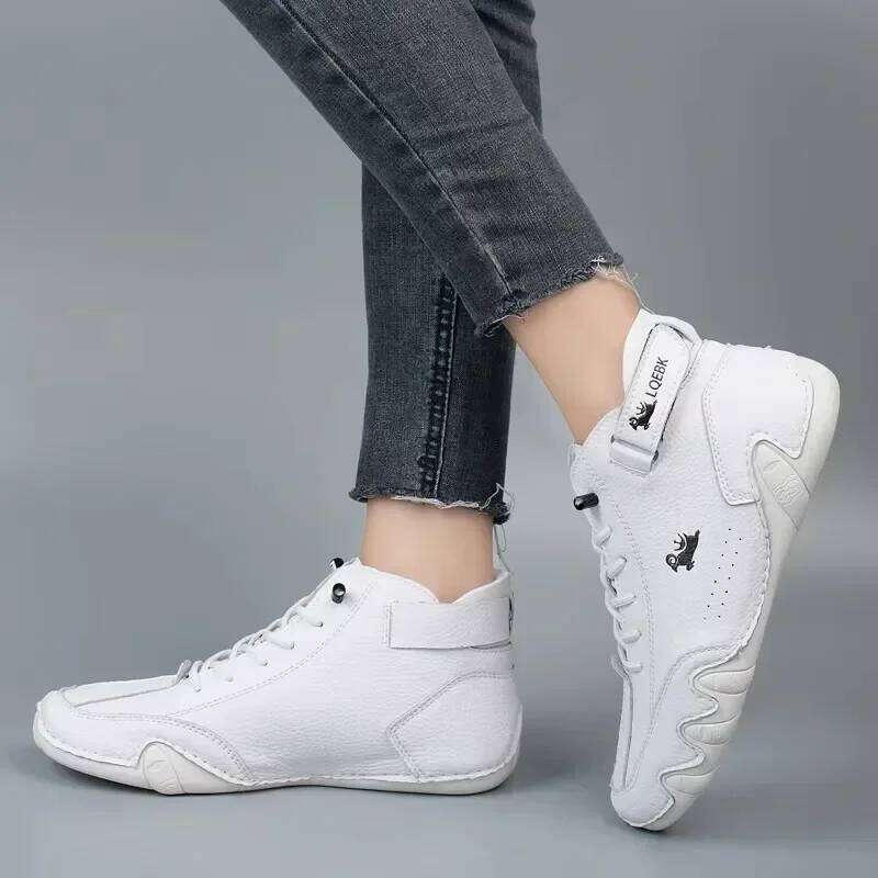 Men's High Top Shoes High-quality Luxury Fashionable Comfortable Bare Boots Breathable Wear-resistant Lace Up Casual Loafers