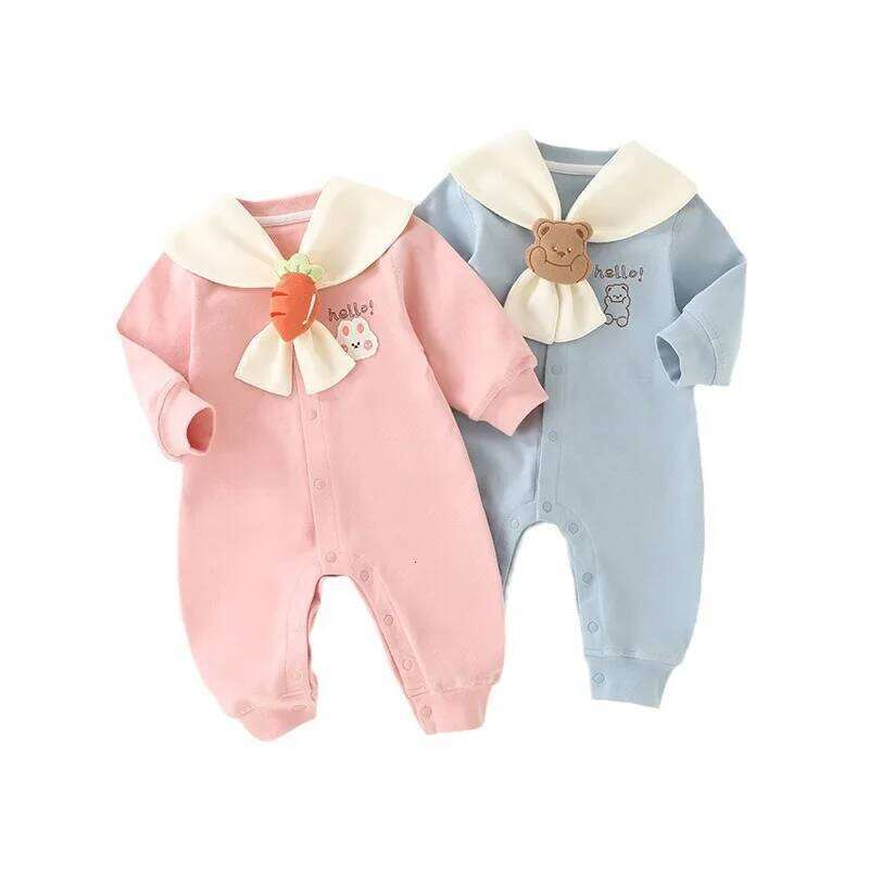 Spring Autumn Navy Collar Long Sleeve Romper - Baby Boy & Girl Infant Outerwear Bodysuit 26H0224
