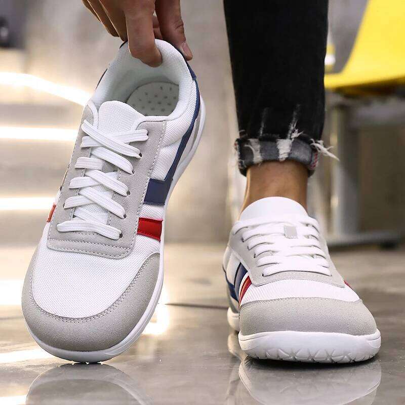 Men's Barefoot Casual Versatile Soft Sole Last Walking Sneakers New Outdoor Lace Up Tennis Wide Feet Shoes