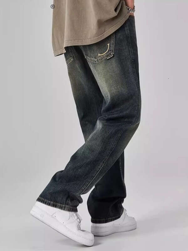 Spring and Autumn New Vintage Jeans for Men 2025 American Style Trendy Brand High Street Loose Straight Washed Men's Pants