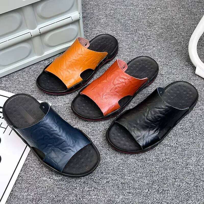 Summer Luxury Men's Fashionable Street Style Flat Bottom Anti Slip Beach Sandals Casual Home Outdoor Fishing Slippers