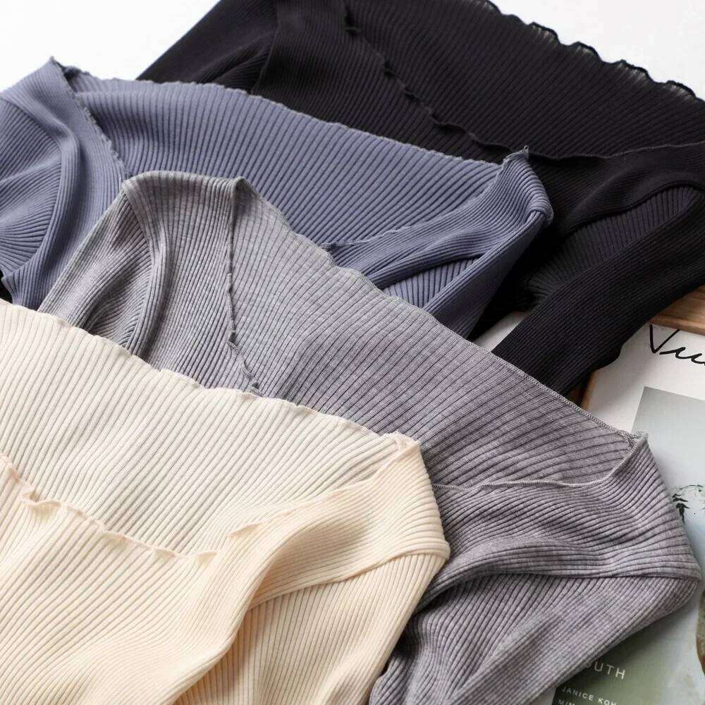 Yuyue Round Neck Fungus Edge Bottoming Shirt Women's High Elastic Comfortable Undershirts Top, 80% Mulberry Silk 26Y0224