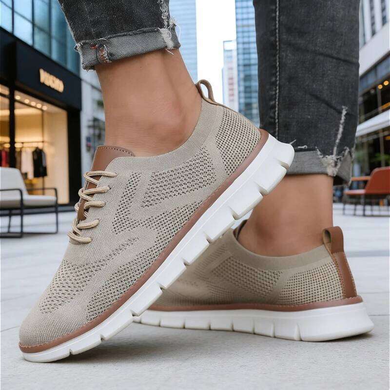 Popular Men's Mesh Sneakers Comfortable Airy Soft Sole Fashionable Lightweight Casual Anti Slip Breathable Walking Shoes
