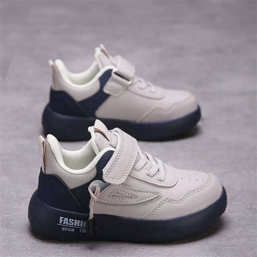 TJR Tenis Sneakers Kids Spring/Autumn New Boys Girls Sports Casual Board Leather Soft Soled Children Small White Shoes 26W0224
