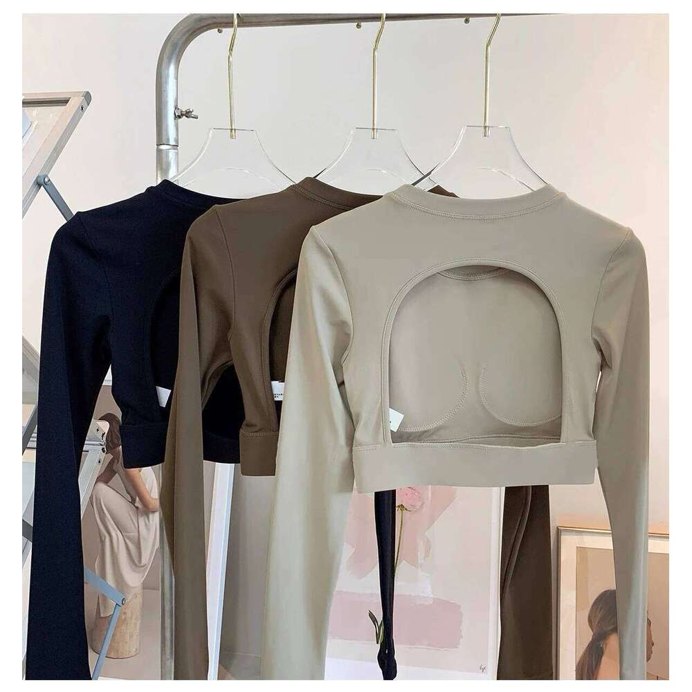 Women's Sports Top with Built-in Bra, less Yoga Wear, Running Training, Professional Pilates Fitness Clothing, Long Sleeve 26Y0224