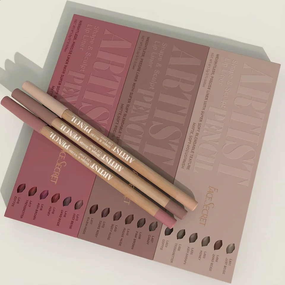 6pcs Velvet Matte Lip Liner Pencil Set - Water-resistant Ultra-Fine Long-Lasting Smooth for All Skin Tones Brown Mixed Color 260208