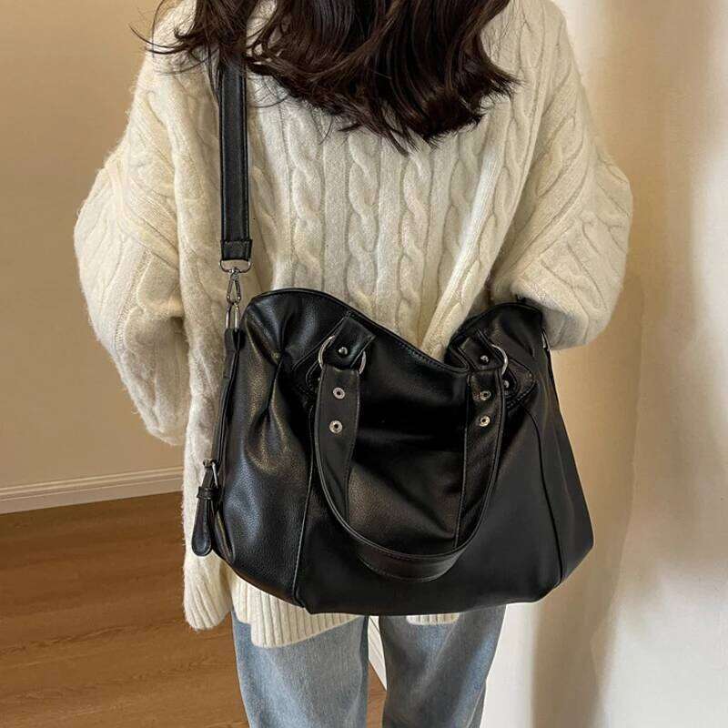 Korean Version Large Capacity Fashionable Tote Soft Leather PU New Retro Women's Handbag Shoulder Crossbody Wallet Women Bag Z260224