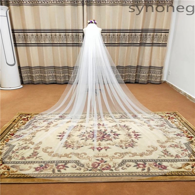 Physical picture Elegant Wedding Veil 3 Meters Long Soft Bridal Veils With Comb White 1 layers Ivory Color Bride 260208