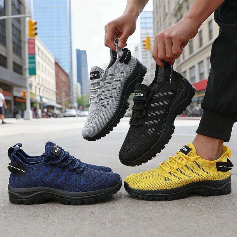 Men's Outdoor Sport Sneakers 2025 Breathable Knit Shoes Anti-Slip for Hiking Gym Running Casual Comfortable Lightweight Footwear