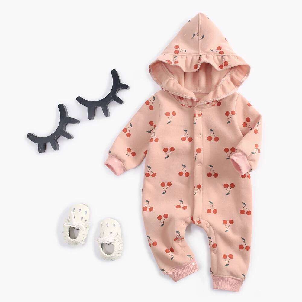 Sanlutoz Long Sleeve Winter Warm Infants Jumpsuits Hooded Baby Girls Rompers Cute Toddler Clothing Fashion 26H0224