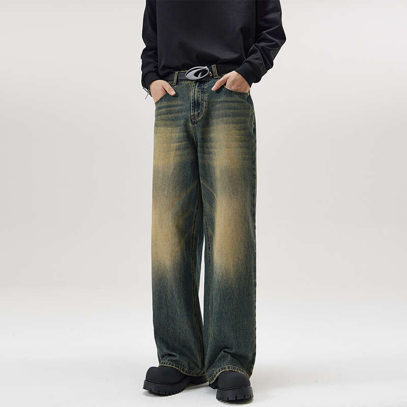 Men's direct sale straight loose casual youth business pants wide-leg jeans men's floor-length trousers