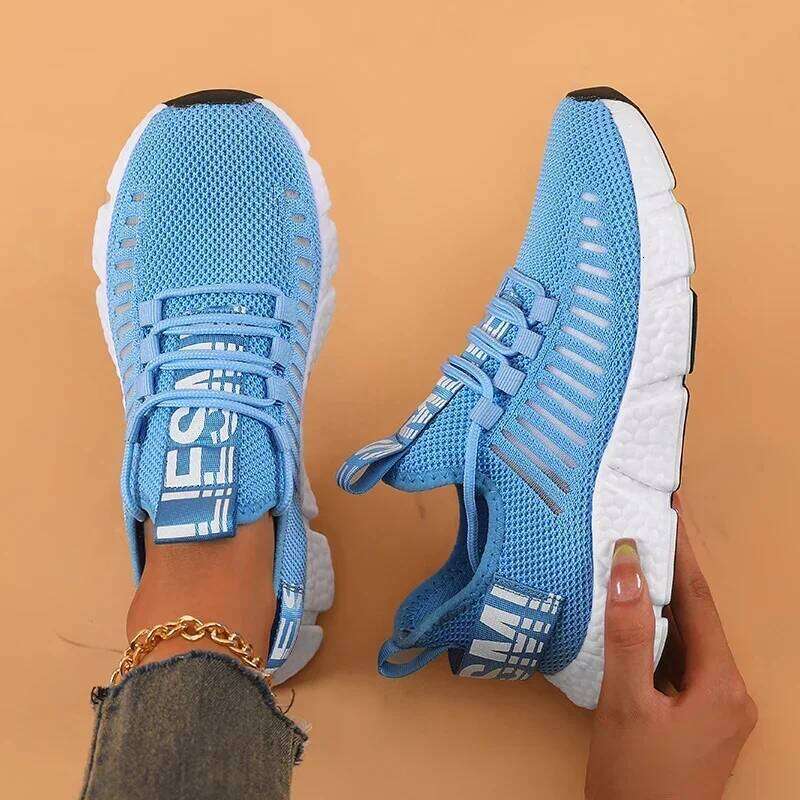 Women's Trendy Mesh Casual Comfortable Walking Running Sneakers Fashion Breathable Lightweight Lace up Outdoor Women Shoes