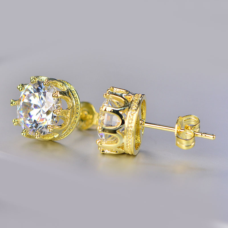 Exquisite Sparking Crown Cubic Zirconia Stud Earrings for Women CZ Crystal Earrings Unique Design Diamond Earrings Hypoallergenic Ear Jewelry Gift Fre