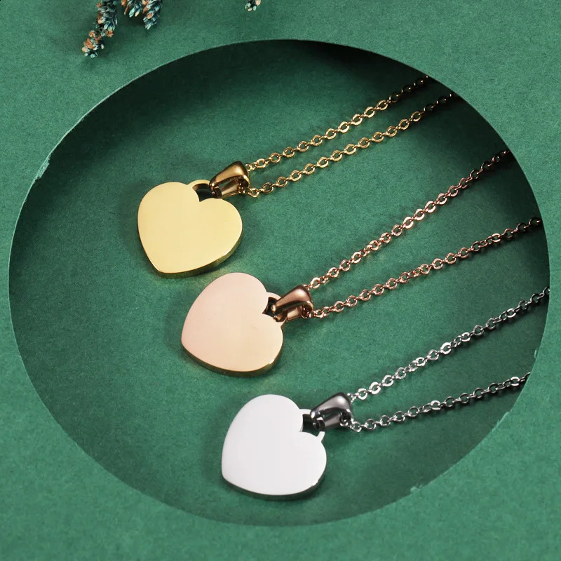 10PieceLot Heart Pendant Necklace Set for Women Mirror Polished Stainless Steel Chain Jewelry Gift 260207